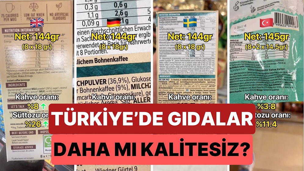 Türkiye'de Gıdalar Daha mı Kalitesiz? Aynı Ürünün Farklı Ülkelerdeki İçeriklerinin Karşılaştırması Yapıldı
