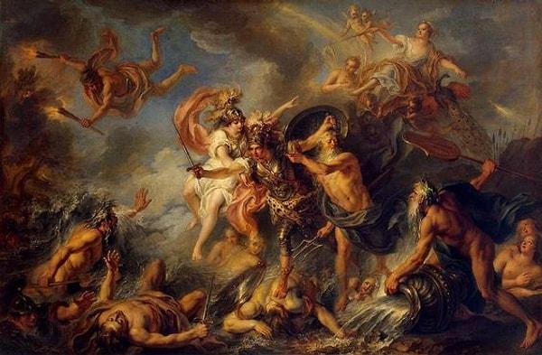 8. Achilles bir nehre baraj kuracak kadar insan katlettikten sonra nehirle savaşıyor.