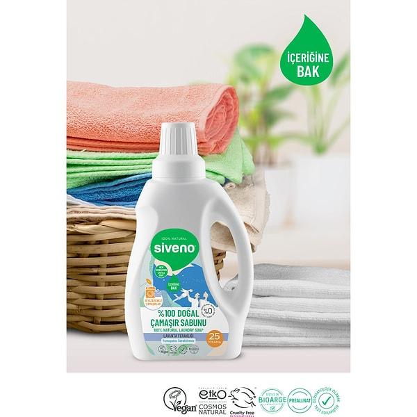 1. Hassas bebeklerin çamaşırları için bile kullanabileceğiniz kadar doğal içeriğe sahip Siveno %100 doğal çamaşır sabunu.