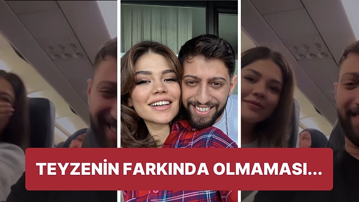 Eda Sakız ve Burak Bulut'un Uçakta Çekecekleri Romantik Videoyu Teyzenin Sabote Etmesi Kahkaha Attırdı