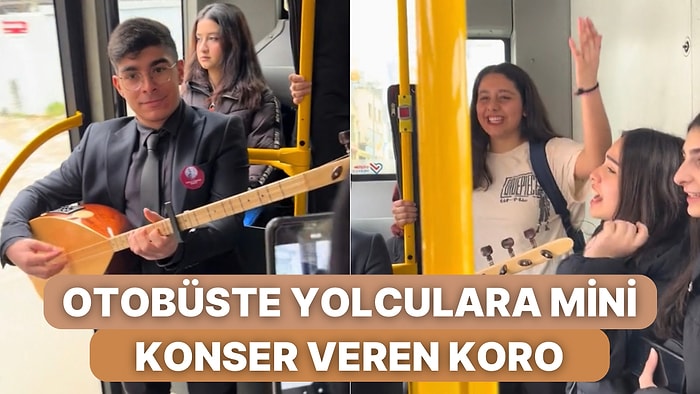 Koro Ekibi Birlikte Otobüse Binince ‘Bu Bayrak’ Şarkısını Söyleyerek Ortama Renk Kattı