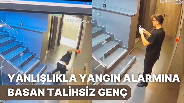 Düşerken Yanlışlıkla Yangın Alarmına Basan Talihsiz Genç Ne Yapacağını Şaşırdı