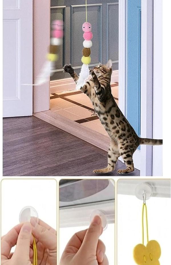 11. Tineke Elastik Kendinden Yapışkanlı Renkli Kedi Oyun Oltası