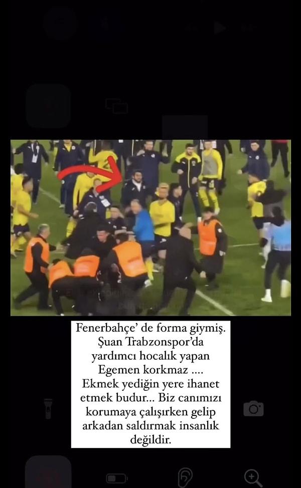 Eski Fenerbahçeli futbolcu Egemen Korkmaz'ın da sarı-lacivertli ekibin file bekçisi İrfan Can Eğribayat'a yumruk atmaya çalıştığı anlar ortaya çıktı.