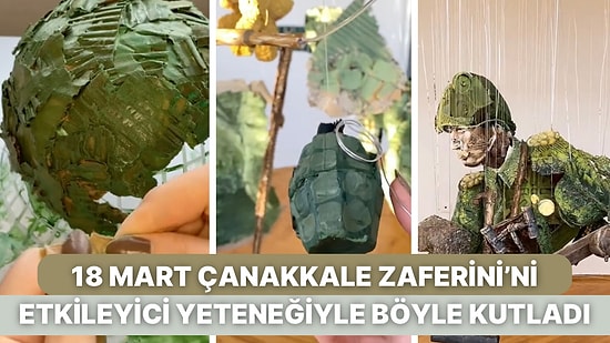 18 Mart Çanakkale Zaferi İçin Karton Parçalarını Birleştirdiği Asker Çalışmasıyla Takdirleri Topladı