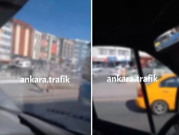 Ankara Samanpazarı Anafartalar girişinde kaydedildiği belirtilen görüntülerde, çırılçıplak bir şekilde koşan erkeğin daha sonra ise durarak dinlendiği görülüyor.