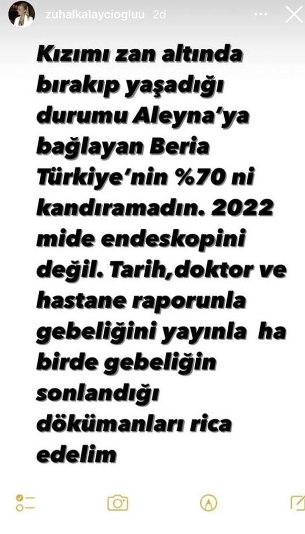 Beria Özden için hamileliği sahteydi diyen Zuhal Kalaycıoğlu yepyeni bir tartışmanın fitilini ateşlerken, Beria cephesinden beklenmedik bir hamle geldi.
