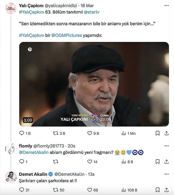 3. Ünlü şarkıcı Demet Akalın, şarkıları kadar sosyal medyayı kullanmasıyla da gündem olmayı başarıyor. TV dizileri ve programlarını yakından takip eden Akalın, bu kez Yalı Çapkını'na triplendi!