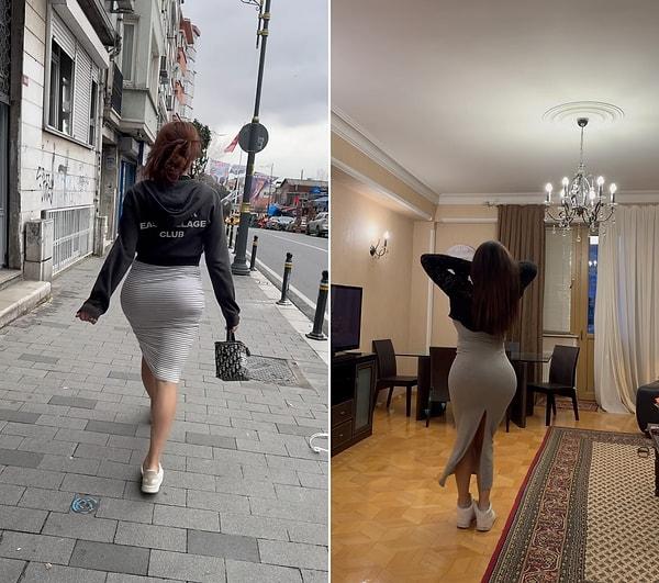 Azerbaycanlı olan ve İstanbul'da yaşayan kadın, yürüdüğü anlarda kendisini arkadan kaydederek paylaştığı görüntülerle de Instagram'da 100 bin takipçiye ulaştı.