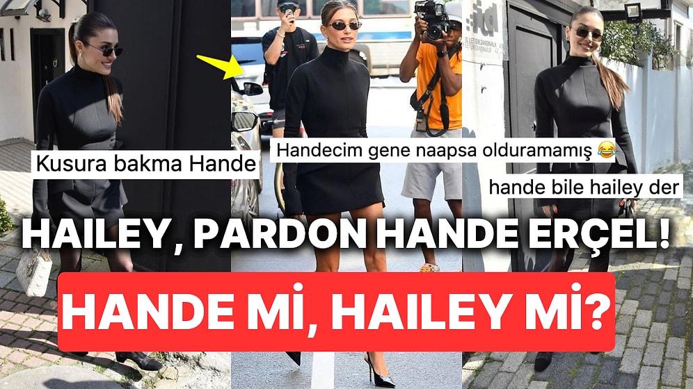 Hande Erçel'in Hailey Bieber'la Pişti Olduğu Kombini Yine Kıyas Kapılarını Sonuna Dek Araladı
