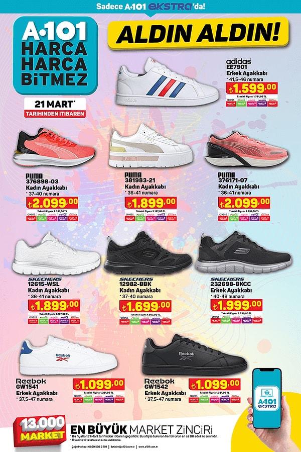 Adidas, Puma, Reebook ve Skechers Ayakkabılar;