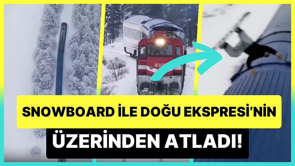 Snowboard ile Sarıkamış'ta Doğu Ekspresi'nin Üzerinden Atlayan Sporcu