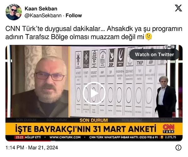 Komedyen Kaan Sekban, Twitter hesabından Tarafsız Bölge programından bir kesit paylaştı.