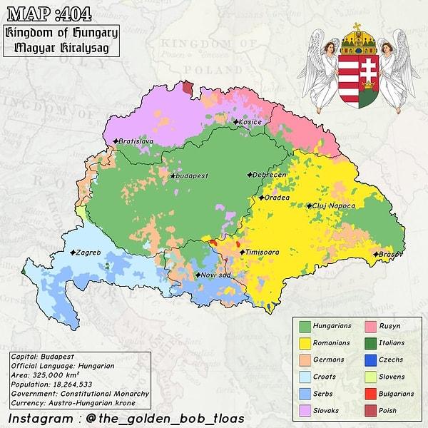 11. Macaristan'ın etnik haritası, 1910.