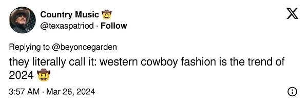 "Her şeyi onlar belirliyor: batı kovboy modası 2024'ün trendi̇."