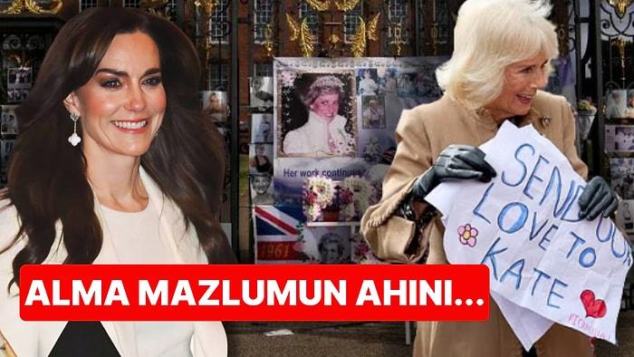İş Başa Düştü! Kraliçe Camilla'ya Kate Middleton İçin İyi Dileklerde Bulunan Pankartları İletme Görevi Kaldı