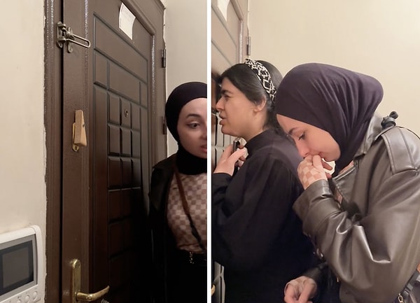 Onlarla birlikte yaşadıkları siteye kadar giren bir şahıs, evlerine girmelerinin ardından apartmanda büyük bir rahatlıkla ıslık çalarak varlığını hatırlatmayı sürdürdü.