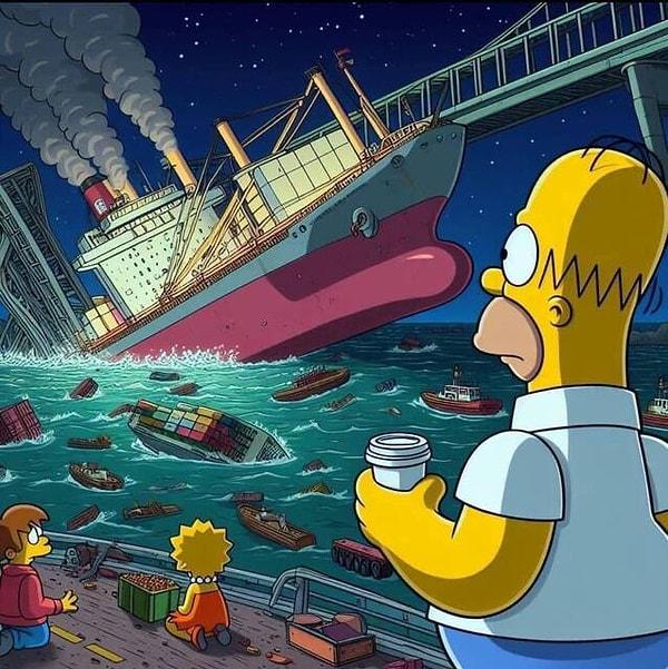 The Simpsons dizisinin 25. sezonunun 8. bölümünde yer alan bu anlar, Baltimore'daki Francis Scott Key Köprüsü'nü değil, İskoçya'daki Forth Köprüsü'nü işaret ediyor.