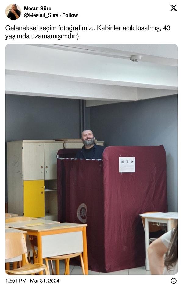 Mesut Süre yine seriyi bozmadı, oy kabininden fotoğrafını paylaştı;