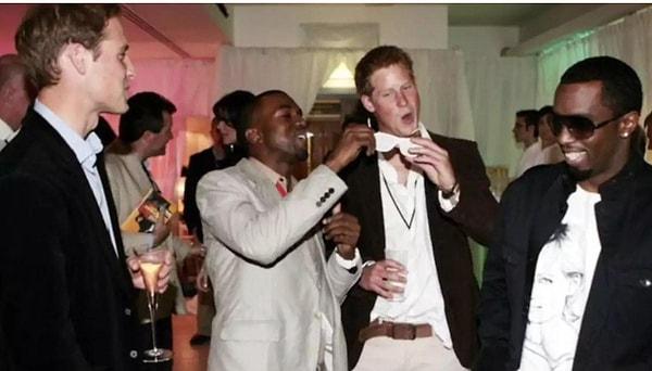 Both Prince Harry and his brother Prince William were photographed with Combs and Kanye West after performing at the Concert for Diana at Wembley Stadium in 2007.