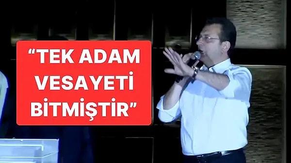 Seçimden zaferle çıkan CHP’li İstanbul Büyükşehir Belediyesi Başkanı Ekrem İmamoğlu, Saraçhane’de zafer konuşması yaptı. İmamoğlu, seçim sonuçlarının İstanbul’da yaşayan herkese hayırlı olmasını diledi.