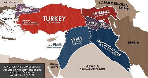 3. Birinci Dünya Savaşı'nda Türkiye'nin dağılımı için Amerika'nın teklifi.