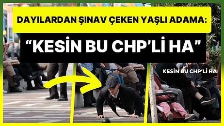 Yaşlı Dayılardan, Yaşlı Kostümü ile Sokakta Şınav Çeken Adama: 'Kesin Bu CHP'li Ha'