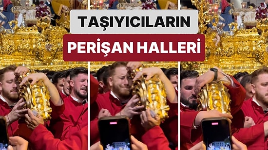 İspanya'da Önemli İsimlere Ait Heykellerin Tahtta Taşındığı Törende Taşıyıcıların Perişan Halleri Paylaşıldı