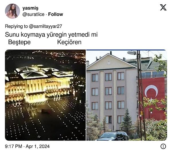 Erdoğan'ın başbakanlık döneminde oturduğu Subayevleri'ndeki mütavazı dairesiyle Beştepe de kıyaslandı.