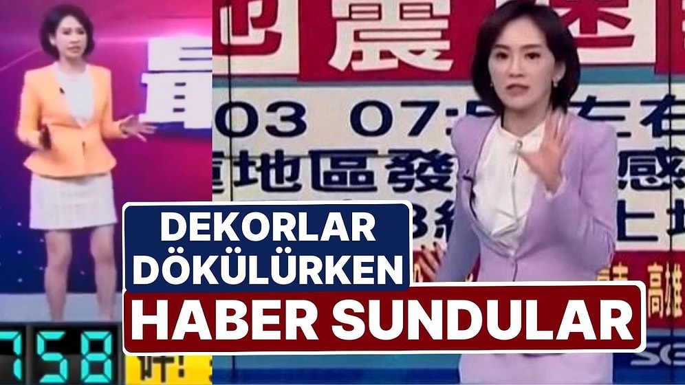 Tayvanlı Spikerlerin Deprem Performansı Şaşkına Çevirdi! Güçlükle Ayakta Dururken Yaşananları Anlattılar
