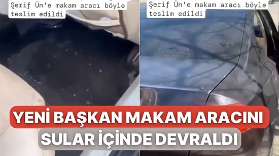 Samsun Kavak Belediye Başkanı Şerif Ün’ün Makam Aracını Sular İçinde Teslim Alması Gündem Oldu