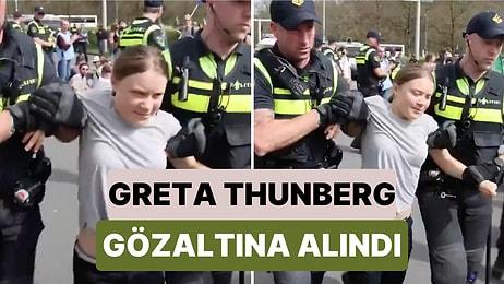 İklim Aktivisti Greta Thunberg Hollanda'da Düzenlenen İklim Protestosunda Yaka Paça Gözaltına Alındı