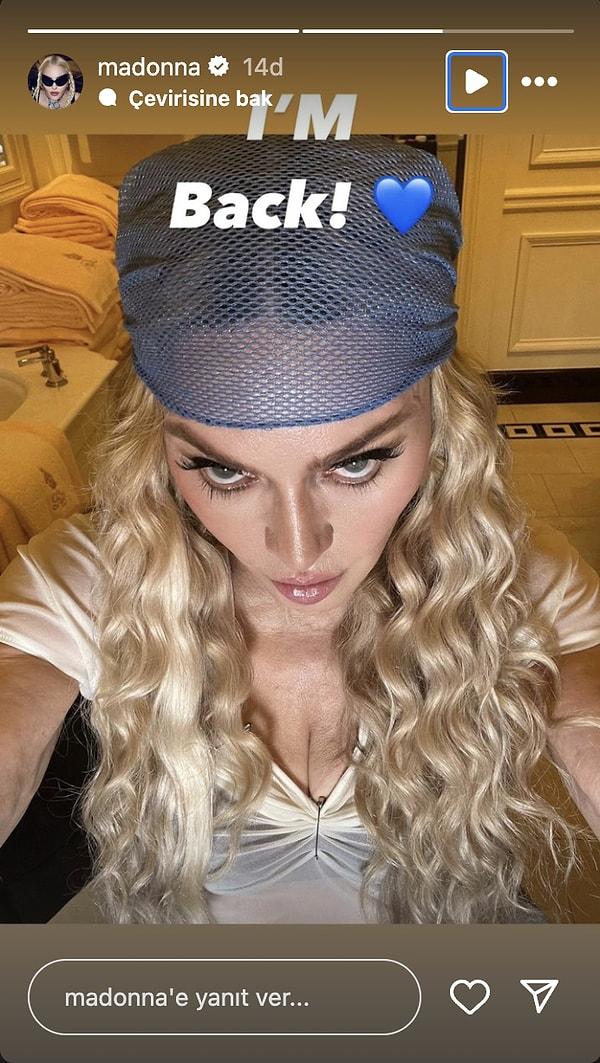 Madonna bir garip açıyla çektiği selfie'ye "geri döndüm" yazdı