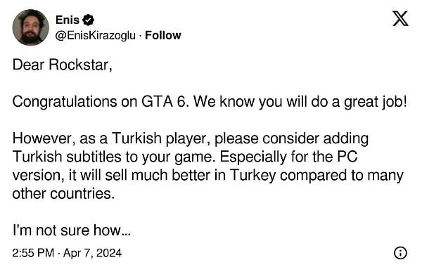 Ülkemizdeki oyuncular bir kez daha Rockstar Games'e Türkçe dil desteği konusunda seslerini duyurabilmek için harekete geçtiler.