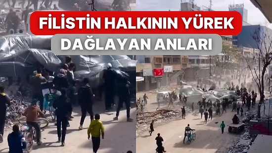 Filistin Halkının Dağıtılan Yardımlara Koştuğu Anlar Görenleri Derinden Etkiledi