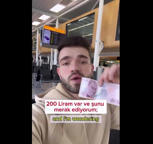 Bir sosyal medya kullanıcısının çektiği video, Türkiye'de en büyük banknot olan 200 lirayla 2 ay önce havalimanında kahve alamadığını anlatmasıyla başlıyor.