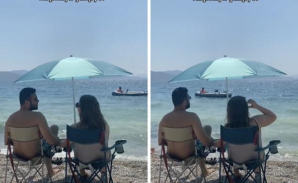 Bir çift, çıktıkları tatilde romantik bir deniz videosu çekmek istedi.