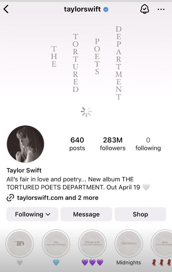Taylor Swift Instagram'a getirdiği yeni bir boyutla yeni çıkacak albümünün adını ve geri sayım süresini paylaştı.