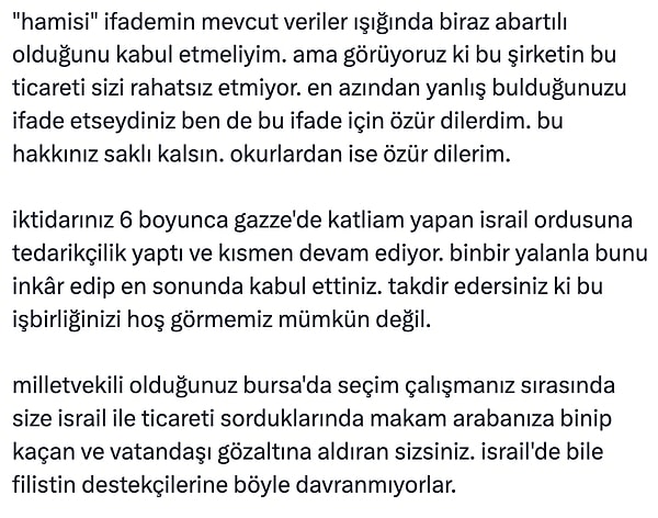 Ardından Varank'a Bursa'da yapılan protestoyu hatırlattı.