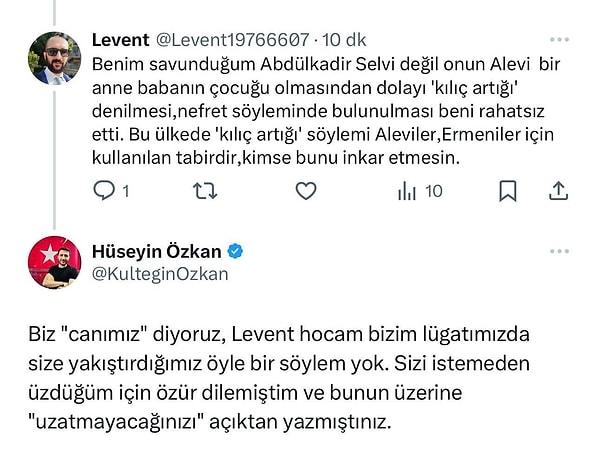 MHP'li Hüseyin Özkan ile başka bir kullanıcı arasında geçen konuşma ise şöyle 👇