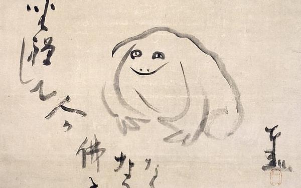 10. Meditasyon Yapan Kurbağa, Japon keşiş Sengai Gibon'un (M.S 1750-1837) Edo dönemi tablosudur.