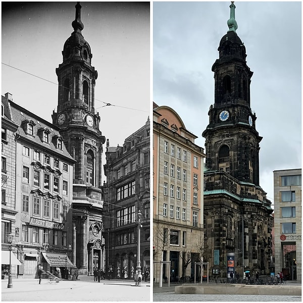 7. Dresden'deki Haç Kilisesi (Kreuzkirche), Almanya.