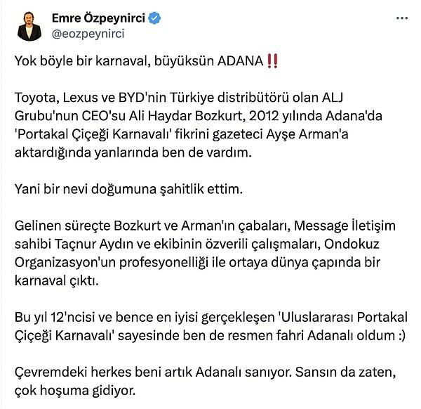 Gazeteci Emre Özpeynirci, bu sene gerçekleşen karnavalla ilgili şu paylaşımı yaptı 👇