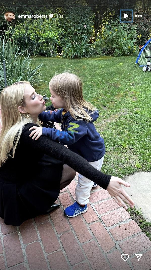 Emma Roberts, oğluyla birlikte anne oğul saadetini gözler önüne serdi.