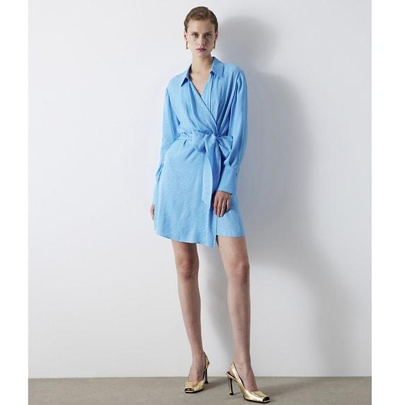 İpekyol Jakarlı Mini Elbise, göz alıcı mavi tonlarıyla gardıropların vazgeçilmezi olacak.