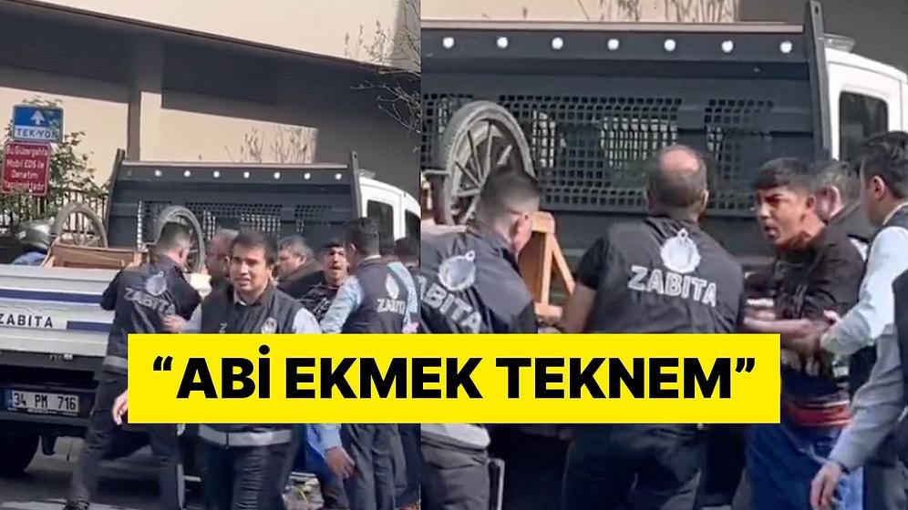 İstanbul Levent'te Zabıta Tarafından Tezgahına El Koyulan Satıcının İsyanı