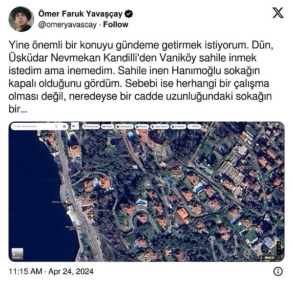 Anlaşılan, İstanbul'un eşsiz tarihini dolaşarak Üsküdar Nevmekan Kandilli'den Hanımoğlu sokağından Vaniköy sahile inmek isteyenler için bu pek mümkün olmayacak...