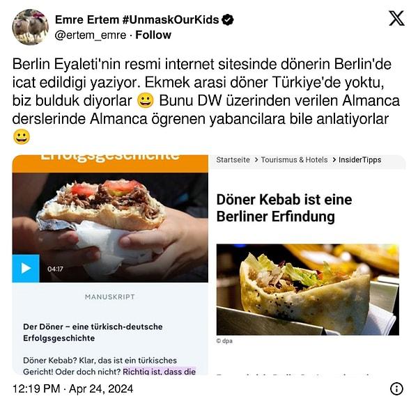 İddialara göre, 'Ekmek arası döner' Türkiye'de yokmuş ve ilk kez Berlin'de bulunmuş!