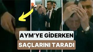 Cumhurbaşkanı Recep Tayyip Erdoğan AYM'ye Girerken Saçlarını Taradı