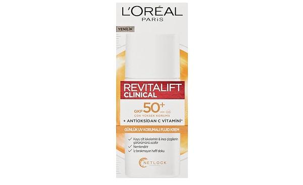L'Oréal Paris Revitalift Clinical SPF 50+ Günlük Yüksek UV Korumalı Yüz Güneş Kremi, 50 ml